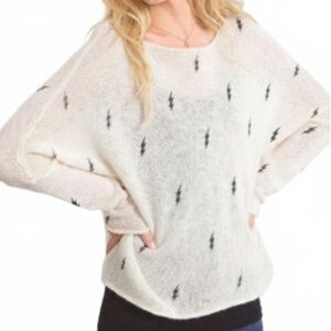 Wooden Ships Oversized Lightning Bolt Sweater Mohair/Wool Blend Small/Medium EUC